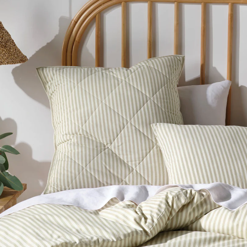 Classic Stripe European Pillowcase - Pebble