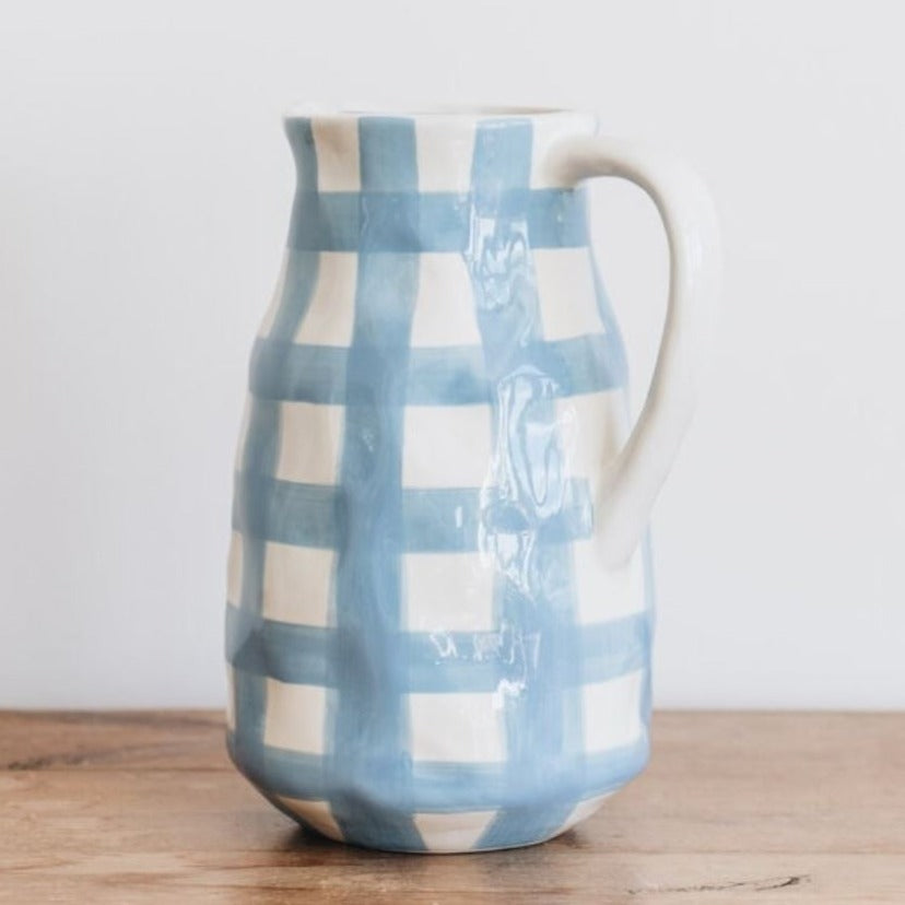 Large Gingham Jug - Cornflower Blue