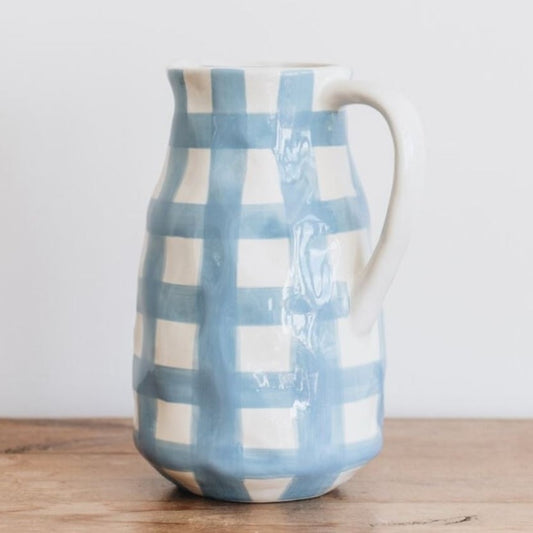 Large Gingham Jug - Cornflower Blue
