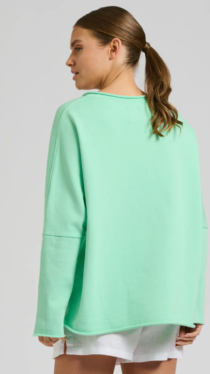 Raw V Neck Sweatshirt - Seafoam