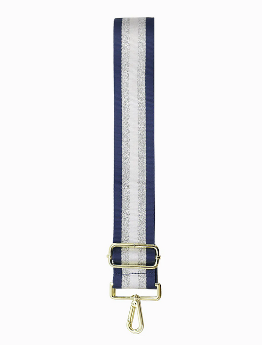 Webbing Bag Strap - Navy/Silver/White