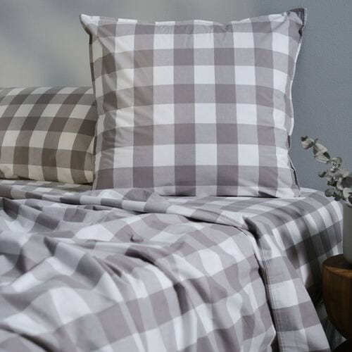 Modella Gingham European Pillowcase Pair - Grey