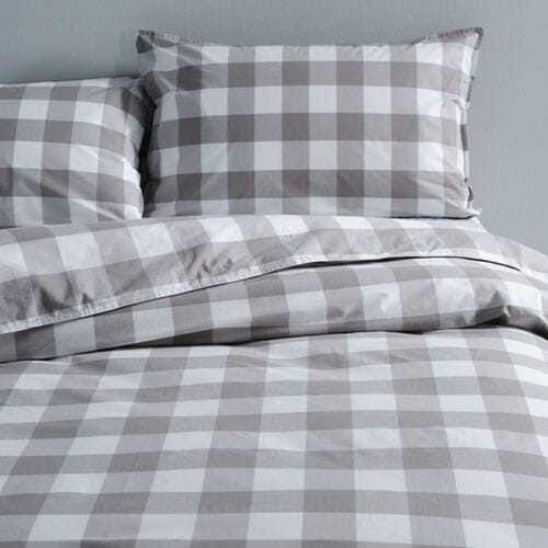 Modella Gingham Quilt Cover Set (Double) - Grey