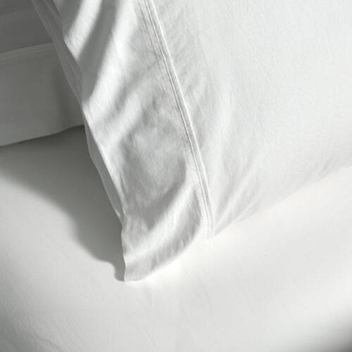 Vintage Softwash Cotton Fitted Sheet &amp; Pillowcase Set (Double) - White