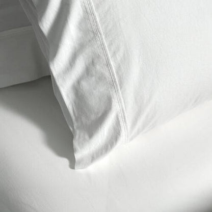 Vintage Softwash Cotton Fitted Sheet & Pillowcase Set (Double) - White
