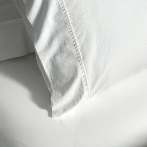 Vintage Softwash Cotton Fitted Sheet &amp; Pillowcase Set (Queen) - White