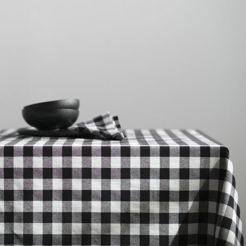 Cucina Gingham Rectangular Tablecloth - Black