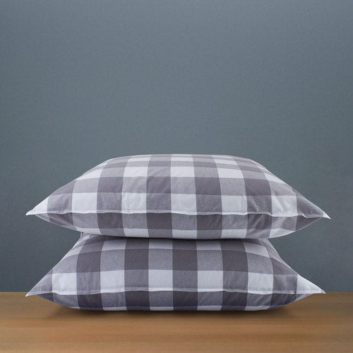 Modella Gingham European Pillowcase Pair - Grey
