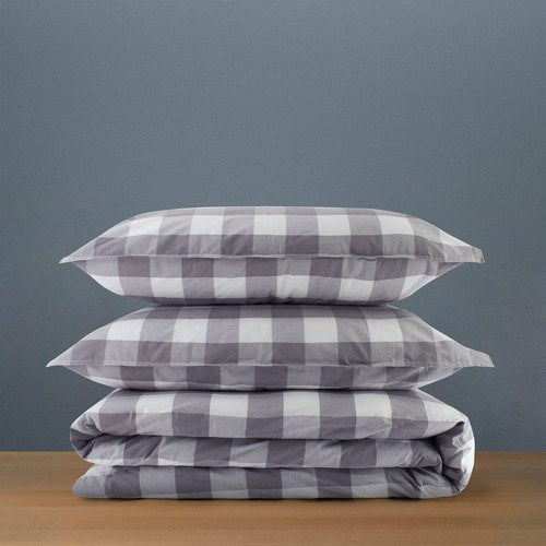 Modella Gingham Quilt Cover Set (Queen) - Grey