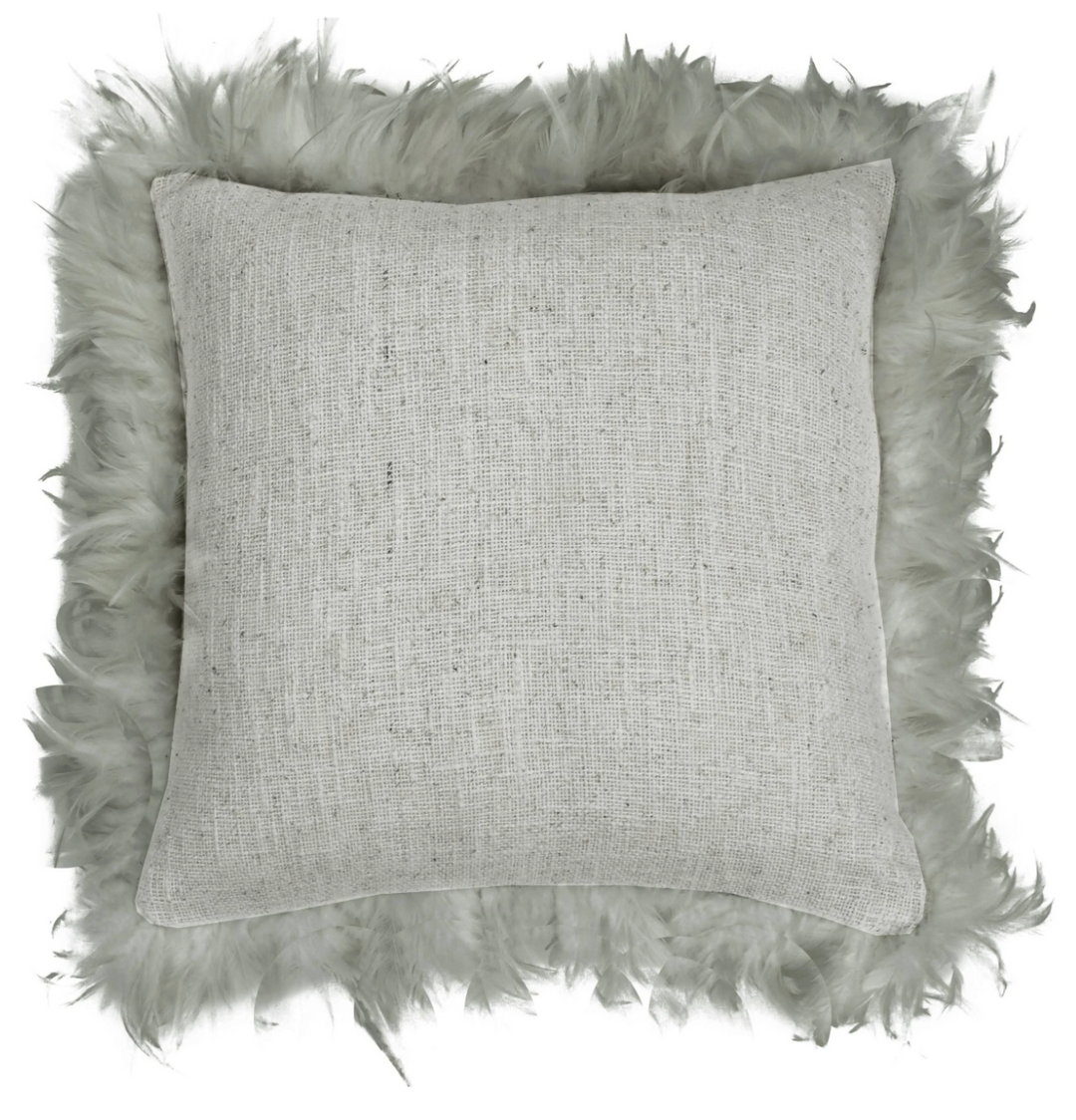 Cloris Feather Trim MRD Home Grey Cushion