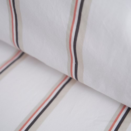 Vintage Softwash Cotton Stripe Fitted Sheet & Pillowcase (Queen) - Stone/Grey